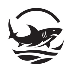 Shark , Shark silhouette , shark black and white ,Minimalist shark vector logo design