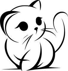 Naklejka premium Minimalist SVG Cat Icon portrays a simplified feline form, ideal for web design, app interfaces, or presentations. Its clean lines and basic shapes render a sleek representation of a cat, easily recog
