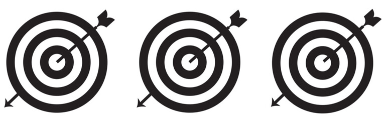 Target with arrow icon set. Archery target with arrow. Archery target with arrow isolated on transparent background. Bullseye concept vector illustration. Vector graphic EPS 10