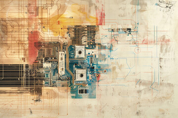 A faded circuit diagram, representing the loss of knowledge as technology rapidly evolves