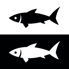 Fototapeta premium Fish icon. Stylized or abstract silhouette of a fish. Fishing symbol. Attribute of a river or aquarium, sea or ocean.