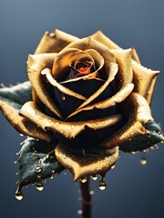 Golden Rose, Romance, Love, Generative AI Illustration 