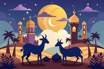 eid al-adha illustration ,goat  illustration