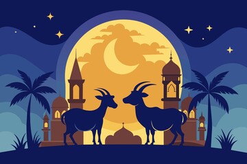 eid al-adha illustration ,goat  illustration