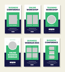 Set of webinar business for social media post, Online Conference Social Media Story, Business Webinar