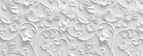 Elegant white floral 3d wall panel design