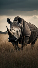 Fototapeta premium rhino at sunset