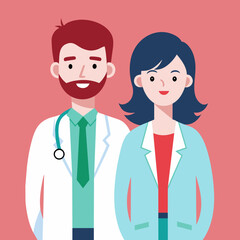 Fototapeta premium A couple of doctors standing together vector illustration 