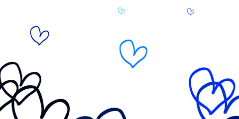 Light BLUE vector background with hearts.