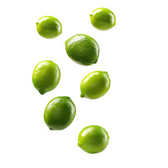 Falling lime isolated on transparent background Generative Ai.