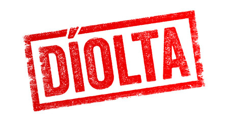 Díolta is Irish word that translates to Sold, it indicates that an item, property, or service has been purchased by someone else in exchange for payment, text concept stamp