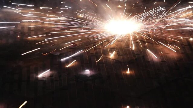 Close up footage of  a fast rolling fire cracker