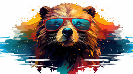Abstract beaver multicolored paints colored