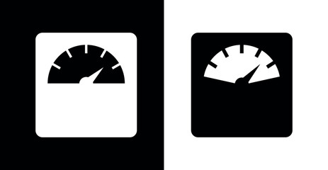 Floor (bathroom) scale icon. Symbol of weight or diet, training or losing weight. Attribute of a sport or medical institution.