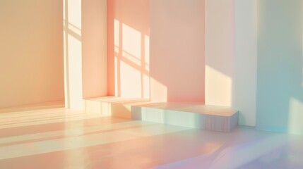 Obraz premium Dreamy pastel shades casting a gentle glow against a white backdrop
