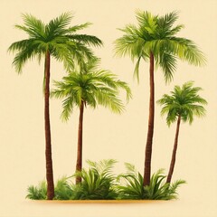 Fototapeta premium palm trees on white background