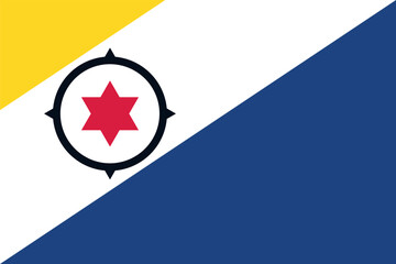 Flag of Bonaire Island (Boneiru) Yellow and blue flag of the municipality of the Kingdom of the Netherlands. State symbol of the Special Municipality of Bonaire.