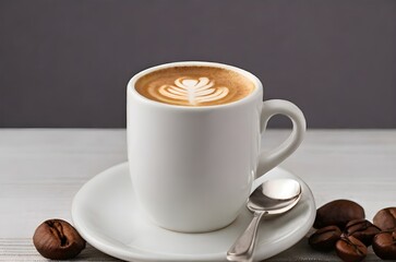 cup of coffee with smoke. Enjoy the rich aroma and warmth of freshly brewed coffee,hot cappuccino cup