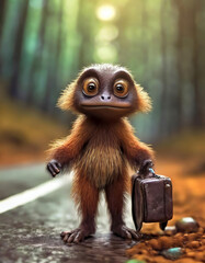 A little woodland creature hitchhiking