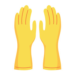 Yellow cleaning gloves icon. Glove icon. Dish wash gloves. Vector illustration isolated on white background for design and web