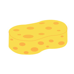 Yellow sponge icon. Yellow sponge made of soft, porous material for washing and bathing. Vector illustration isolated on white background for design and web