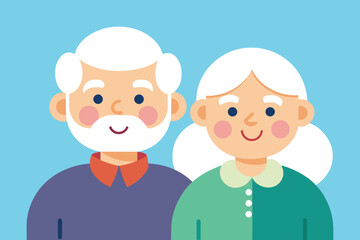 Happy Grandparents day greeting card. Grandmother and Grandfather cartoon characters