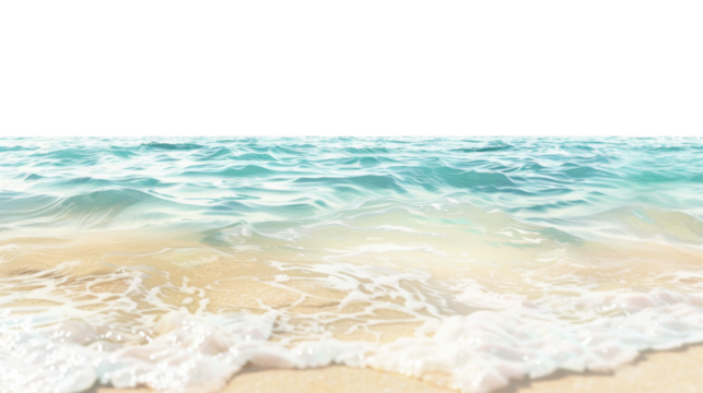 Beach and sea clear water of holiday relax summer-Ocean blue wave isolated on transparent background. PNG photo for your design