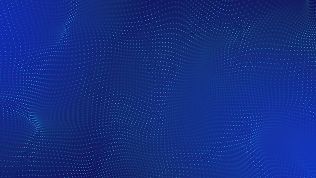 Blue Dot Grid Abstraction. Calm tech wavy pattern. Looped video.