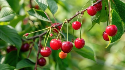 cherries on a branch just before harvest