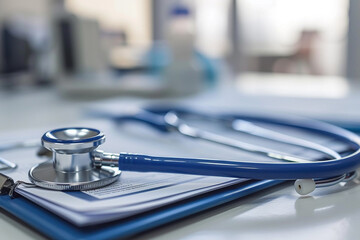 medical instruments and clip board 