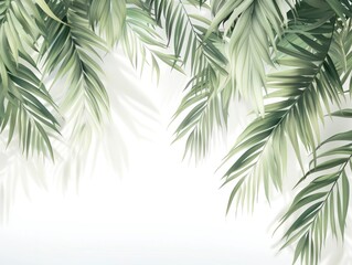 Soft and delicate palm leaves again white background