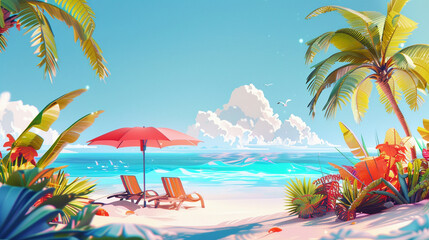 Fototapeta premium beach with palm trees