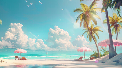 Obraz premium beach with palm trees