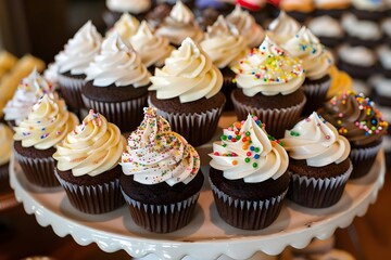 cupcakes with chocolate frosting and sprinkles