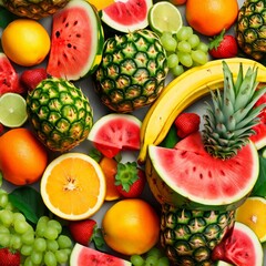 vibrant and playful fruit patterns with watermelons pineapples a