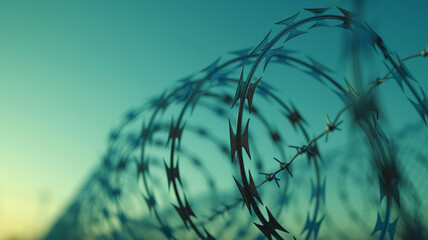 Barbed wire against a blurred background.