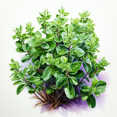 Obraz premium Watercolor Thyme Illustration, Generative Ai
