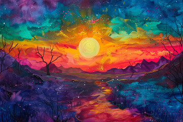 A land where the sun sets in vibrant colors painting the world