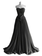 Fototapeta premium Sophisticated Black Evening Gown With Elegant Drapes