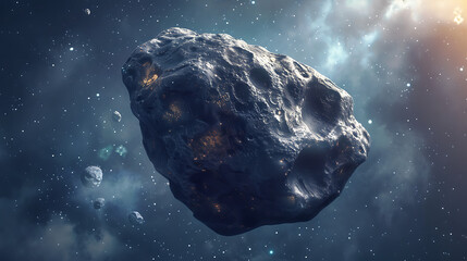 asteroid view in the sunlight 
