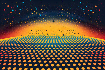 Abstract digital background with halftone dots yellow and dark blue color pattern