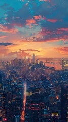 Fototapeta premium A beautiful sunset over a city
