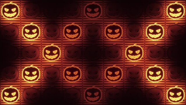 VJ Halloween Pumpkins. Dynamic neon orange pattern. VJ Loop.