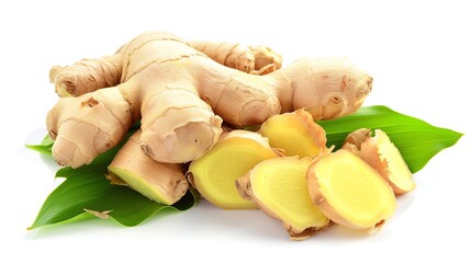 Fresh ginger adds a spicy, pungent flavor to many dishes. Grate or slice it to add to stir-fries, soups, and sauces. - obrazy, fototapety, plakaty