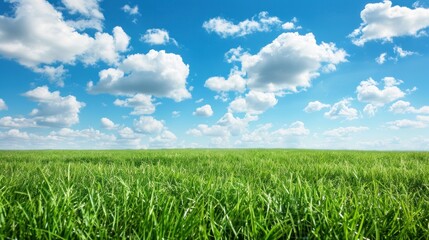 Obraz premium Lush green meadow background, sunny weather