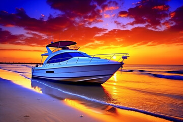 sunset on the yacht background