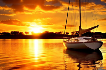 sunset on the yacht background