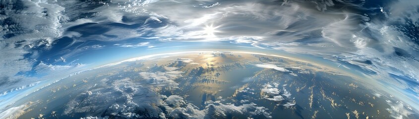 Earth's thin atmosphere at the boundary of space, with clouds seen from above swirling subtly in the exosphere