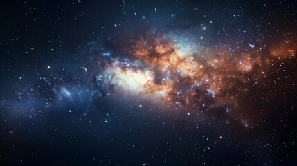 Obraz premium Celestial bodies drift through a cosmic void, their gentle glow casting shadows upon a canvas of endless night.