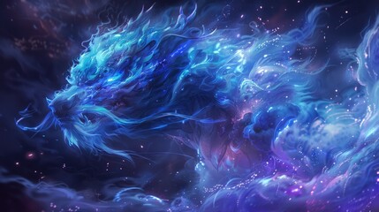 Blue and purple creature dragon